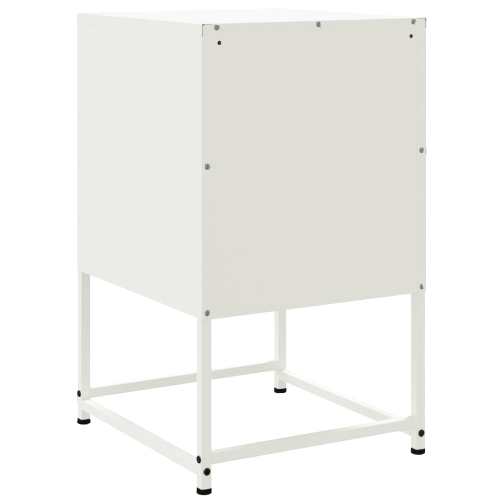 Set of 2 White Steel Bedside Cabinets - 36x39x60.5 cm