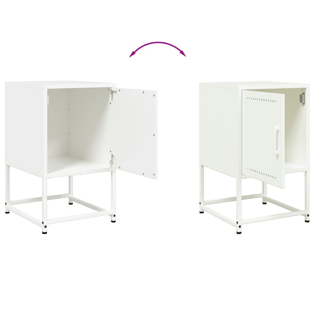 Set of 2 White Steel Bedside Cabinets - 36x39x60.5 cm