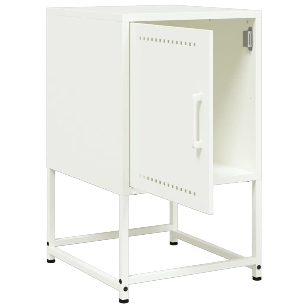 Set of 2 White Steel Bedside Cabinets - 36x39x60.5 cm