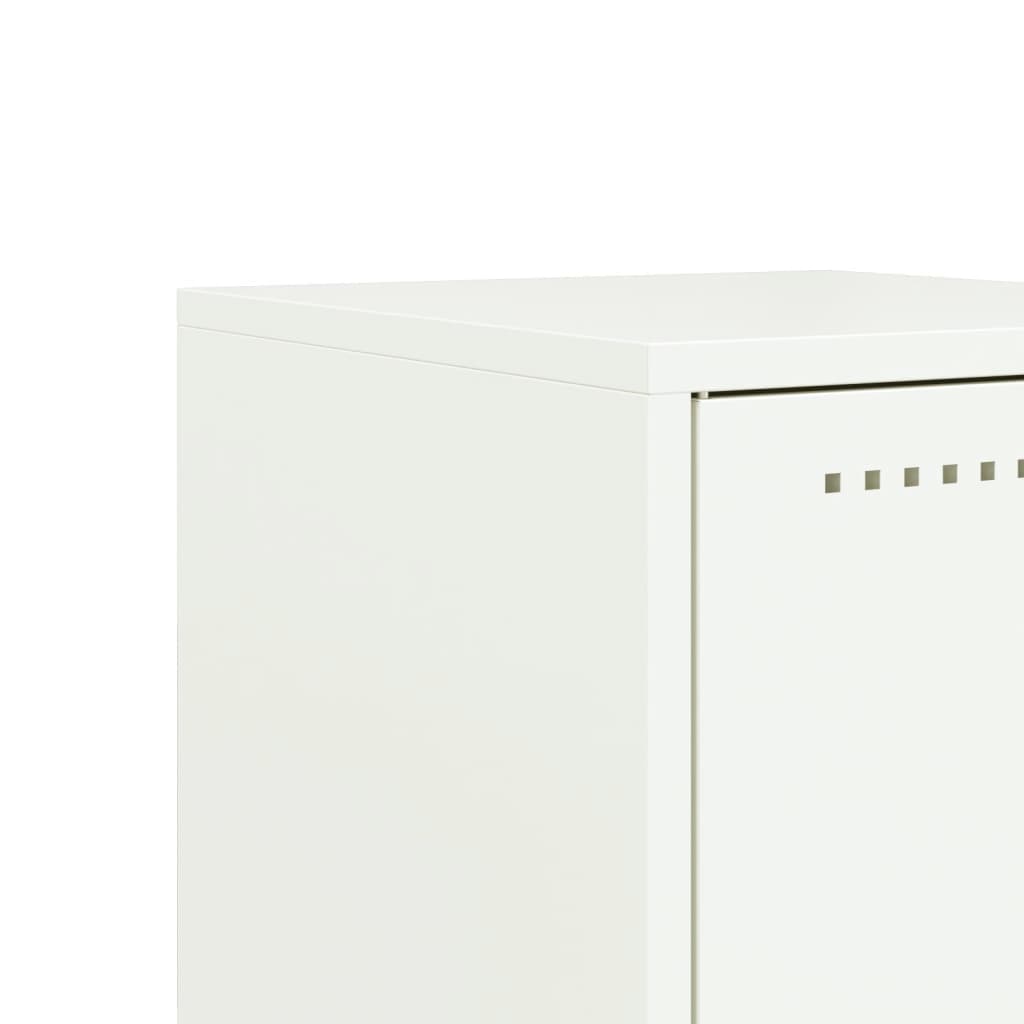 Set of 2 White Steel Bedside Cabinets - 36x39x60.5 cm