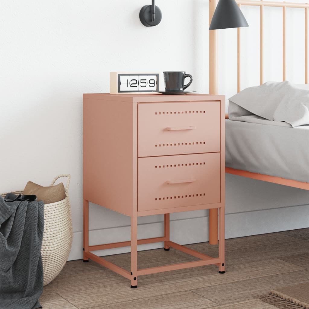 Pink Steel Bedside Cabinet - 36x39x60.5 cm, Stylish & Durable