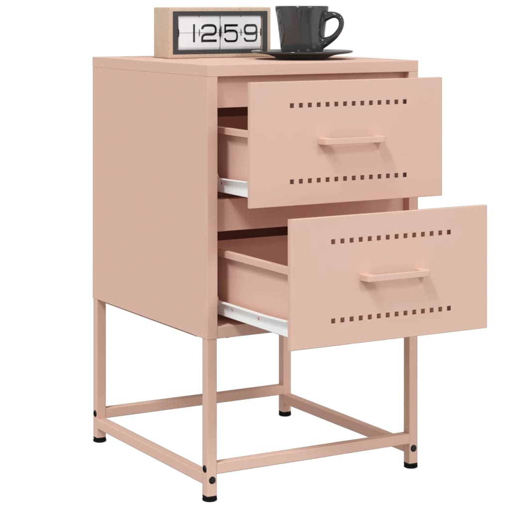 Pink Steel Bedside Cabinet - 36x39x60.5 cm, Stylish & Durable