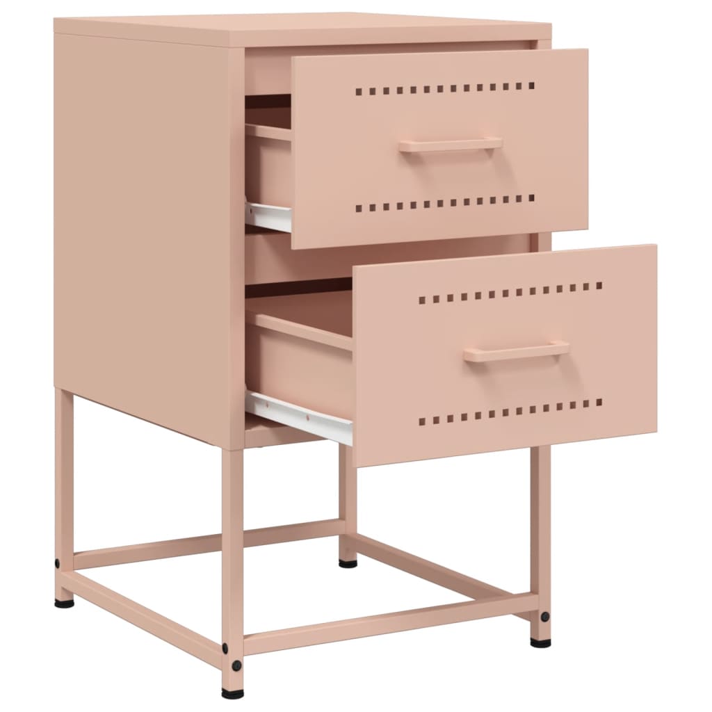 Pink Steel Bedside Cabinet - 36x39x60.5 cm, Stylish & Durable