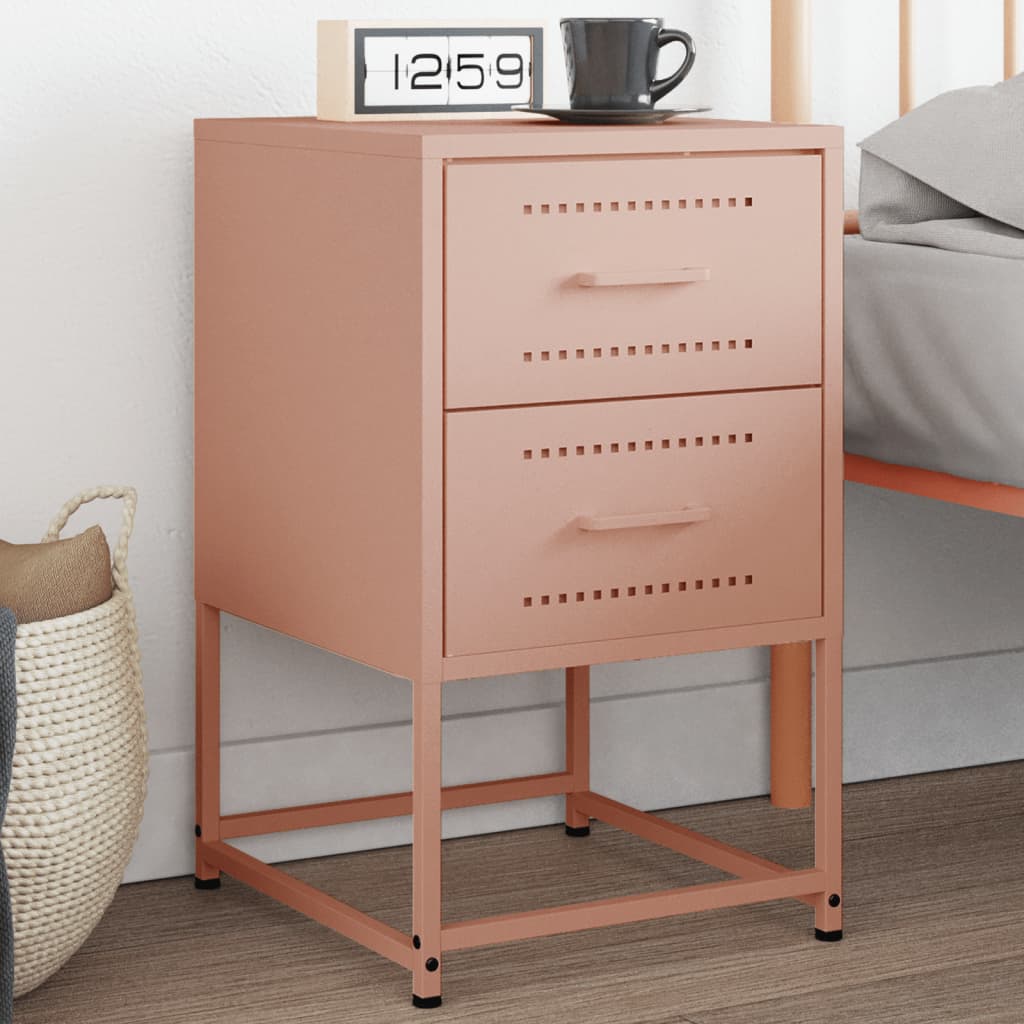 Pink Steel Bedside Cabinet - 36x39x60.5 cm, Stylish & Durable