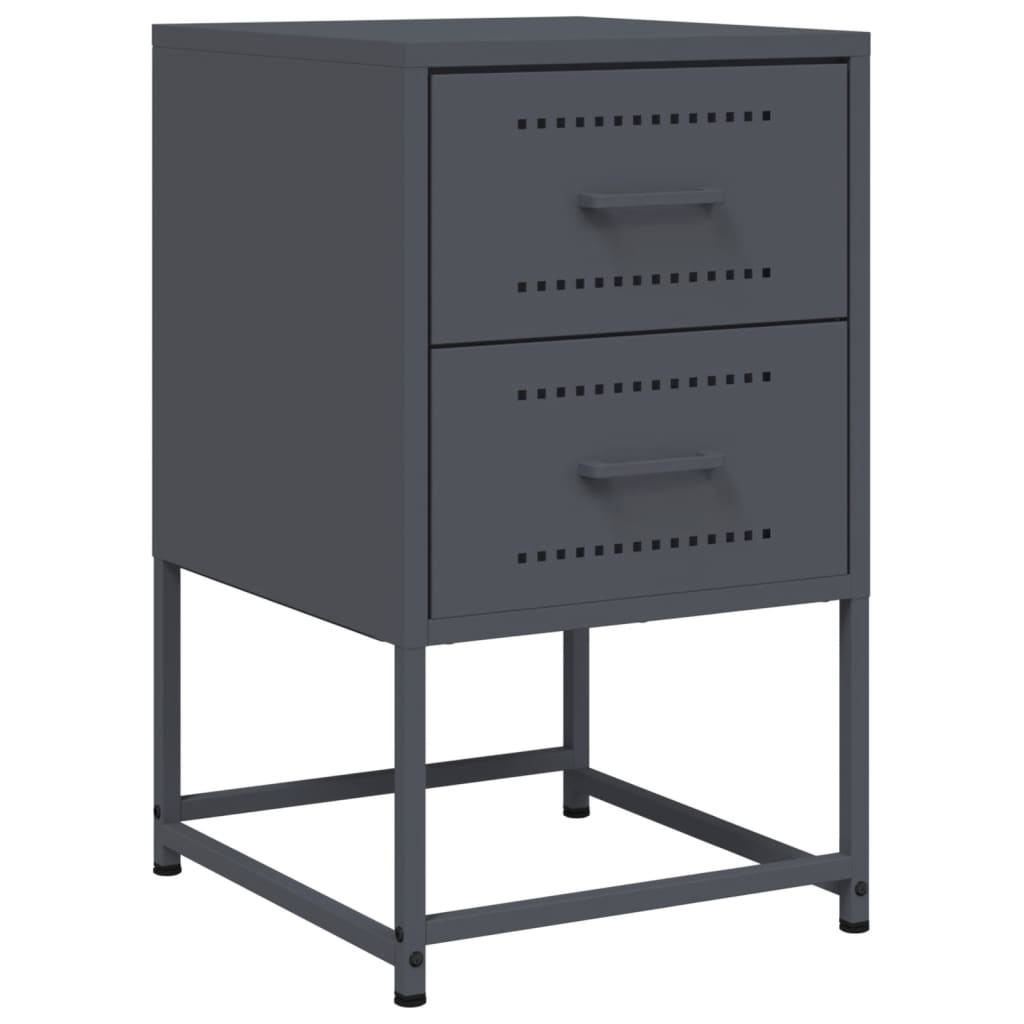Anthracite Steel Bedside Cabinet - 36x39x60.5 cm Elegant Design