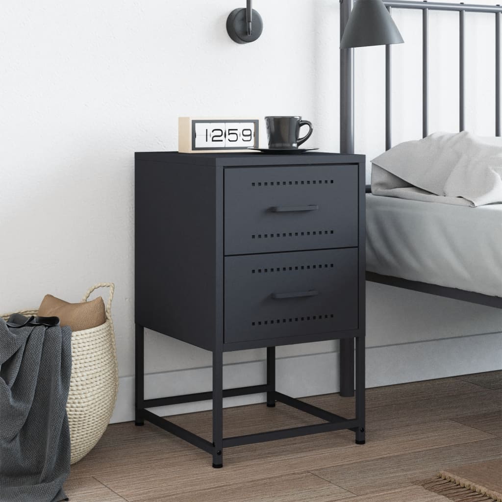 Anthracite Steel Bedside Cabinet - 36x39x60.5 cm Elegant Design
