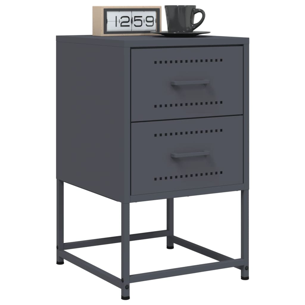 Anthracite Steel Bedside Cabinet - 36x39x60.5 cm Elegant Design