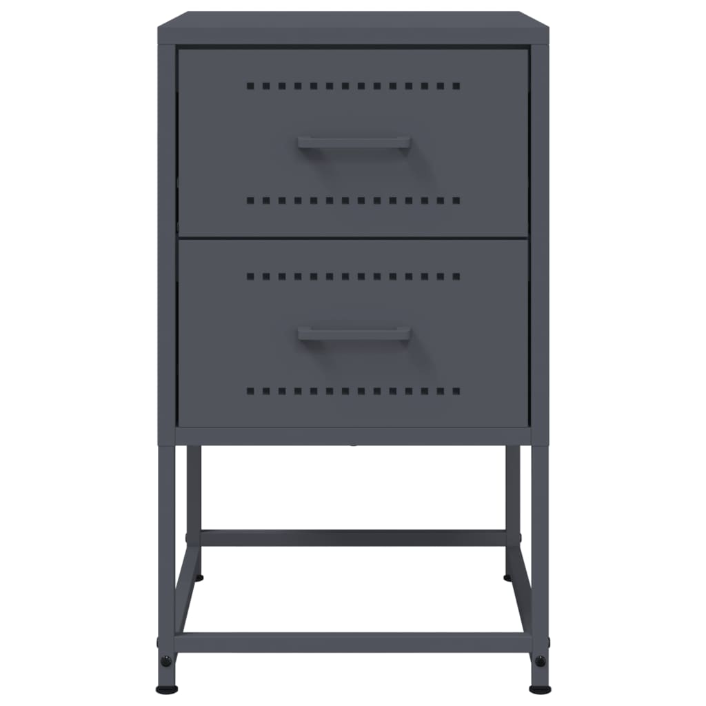 Anthracite Steel Bedside Cabinet - 36x39x60.5 cm Elegant Design