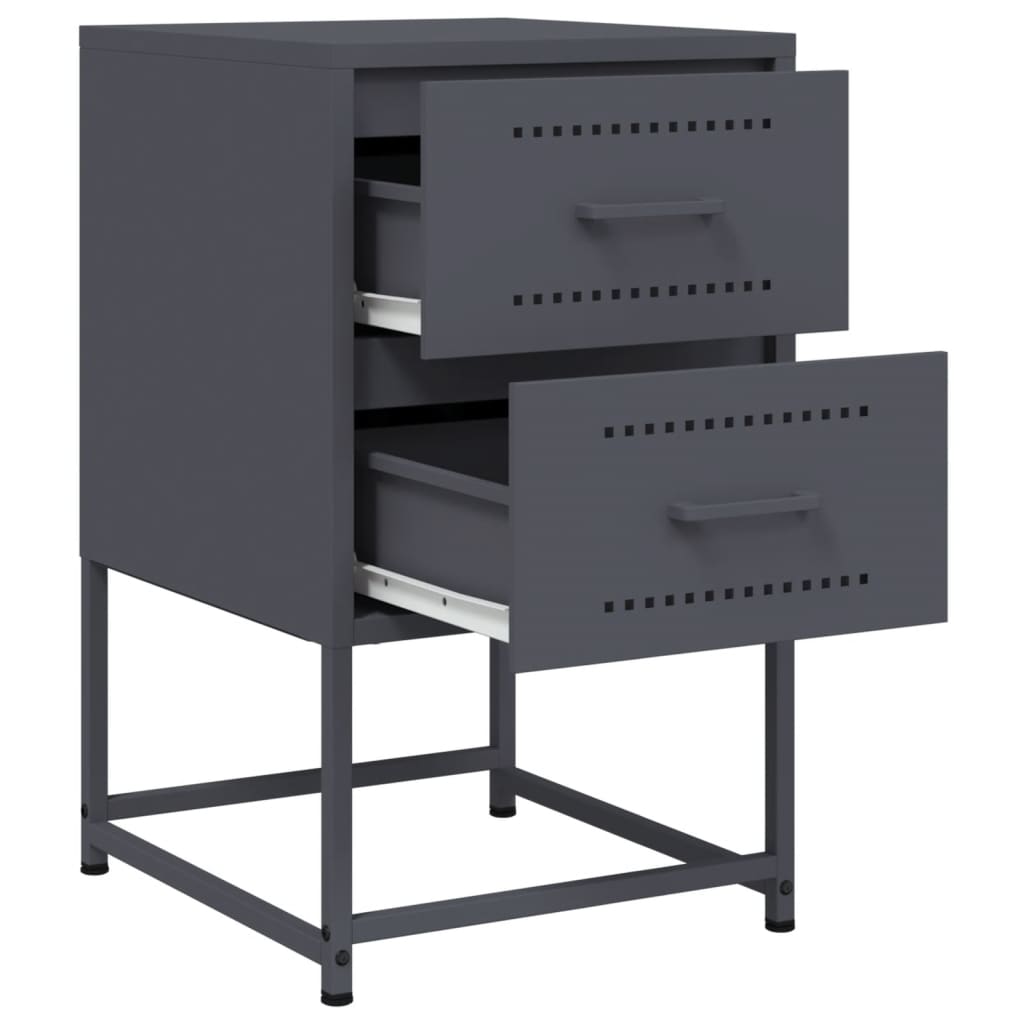 Anthracite Steel Bedside Cabinet - 36x39x60.5 cm Elegant Design
