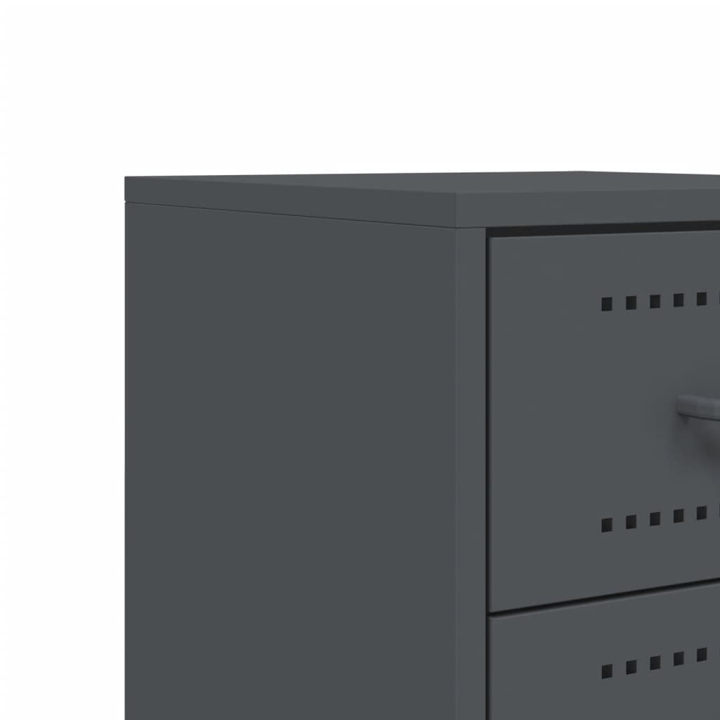 Anthracite Steel Bedside Cabinet - 36x39x60.5 cm Elegant Design
