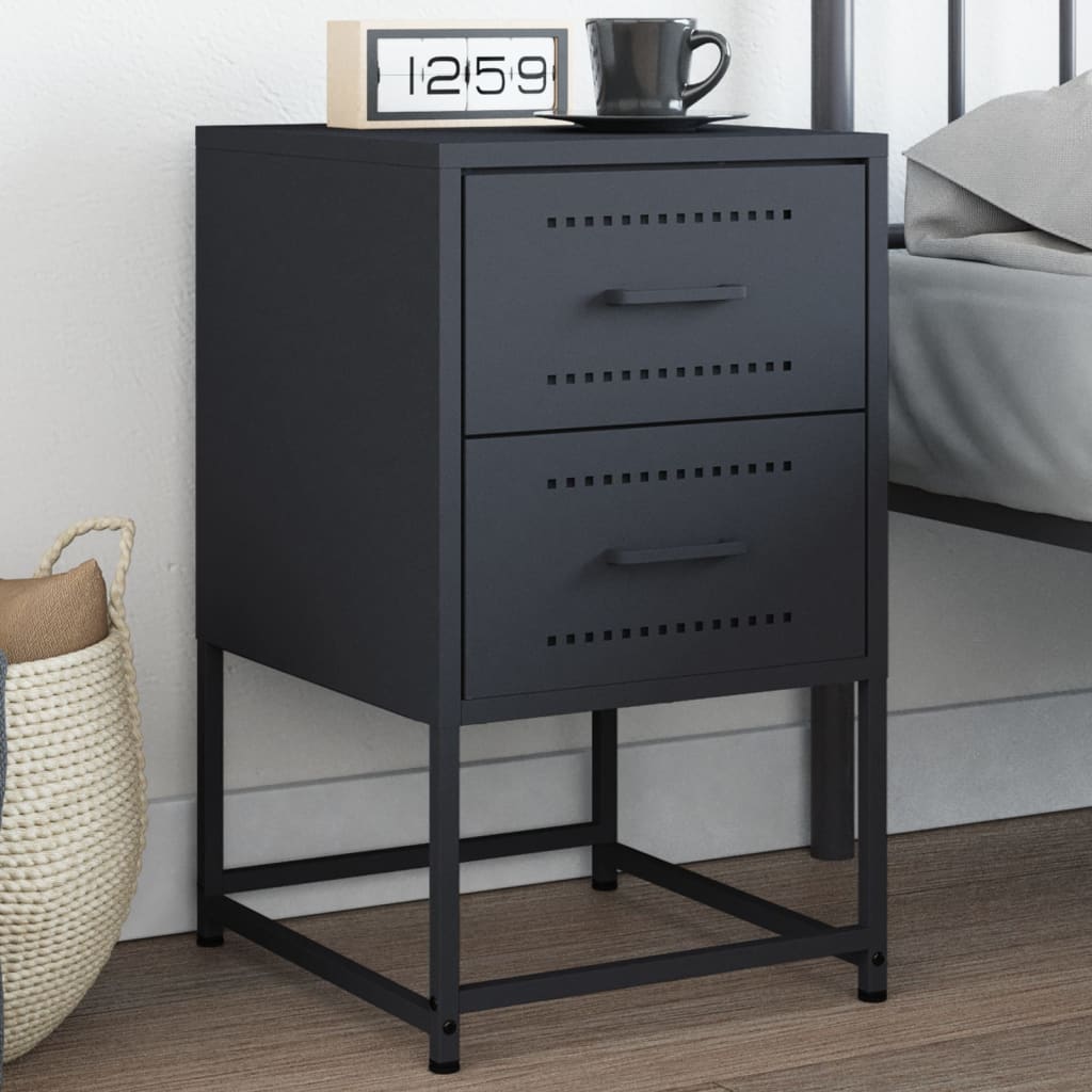 Anthracite Steel Bedside Cabinet - 36x39x60.5 cm Elegant Design
