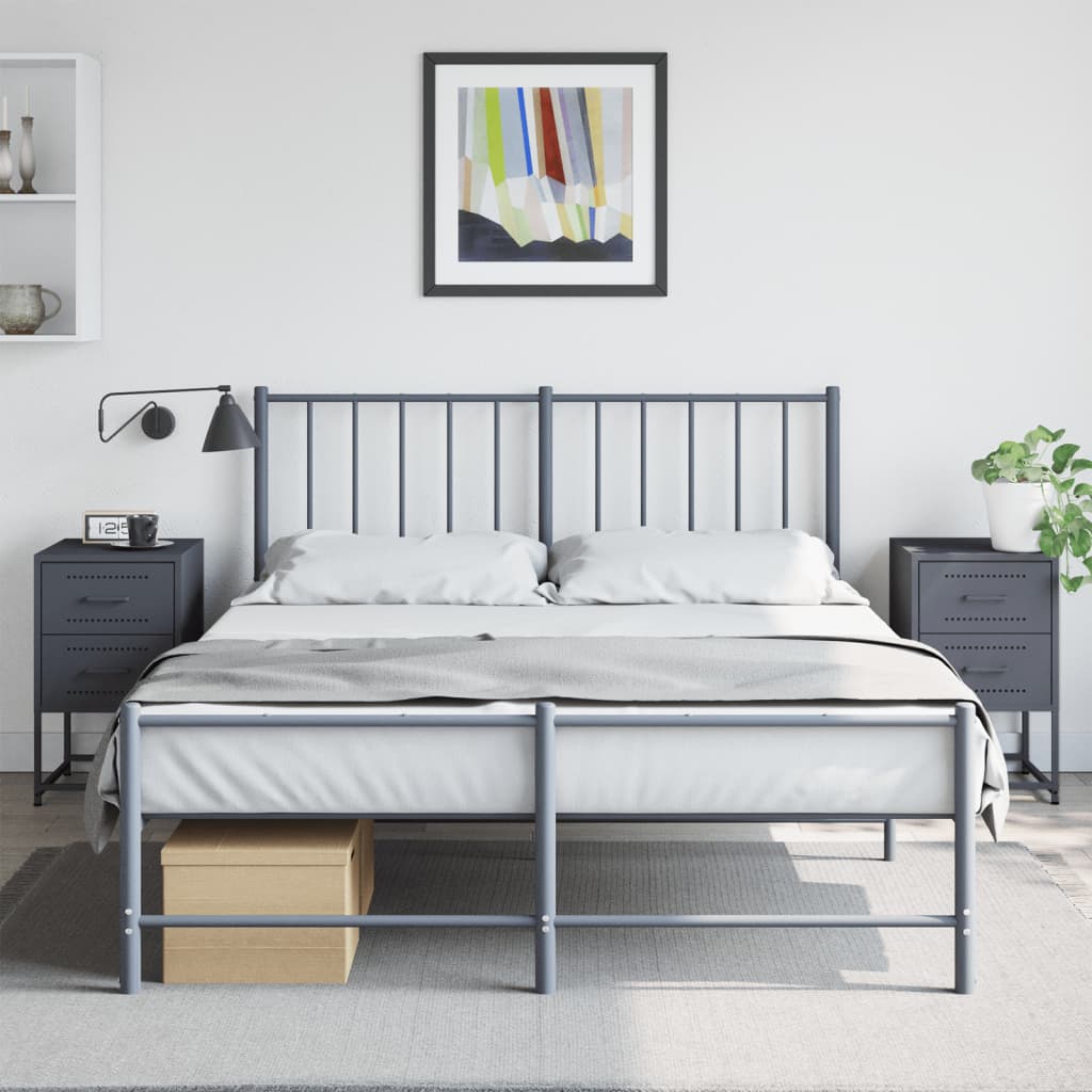 Anthracite Steel Bedside Cabinets 2 Pcs - 36x39x60.5 cm