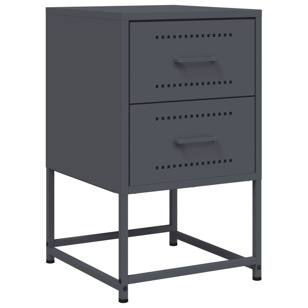 Anthracite Steel Bedside Cabinets 2 Pcs - 36x39x60.5 cm