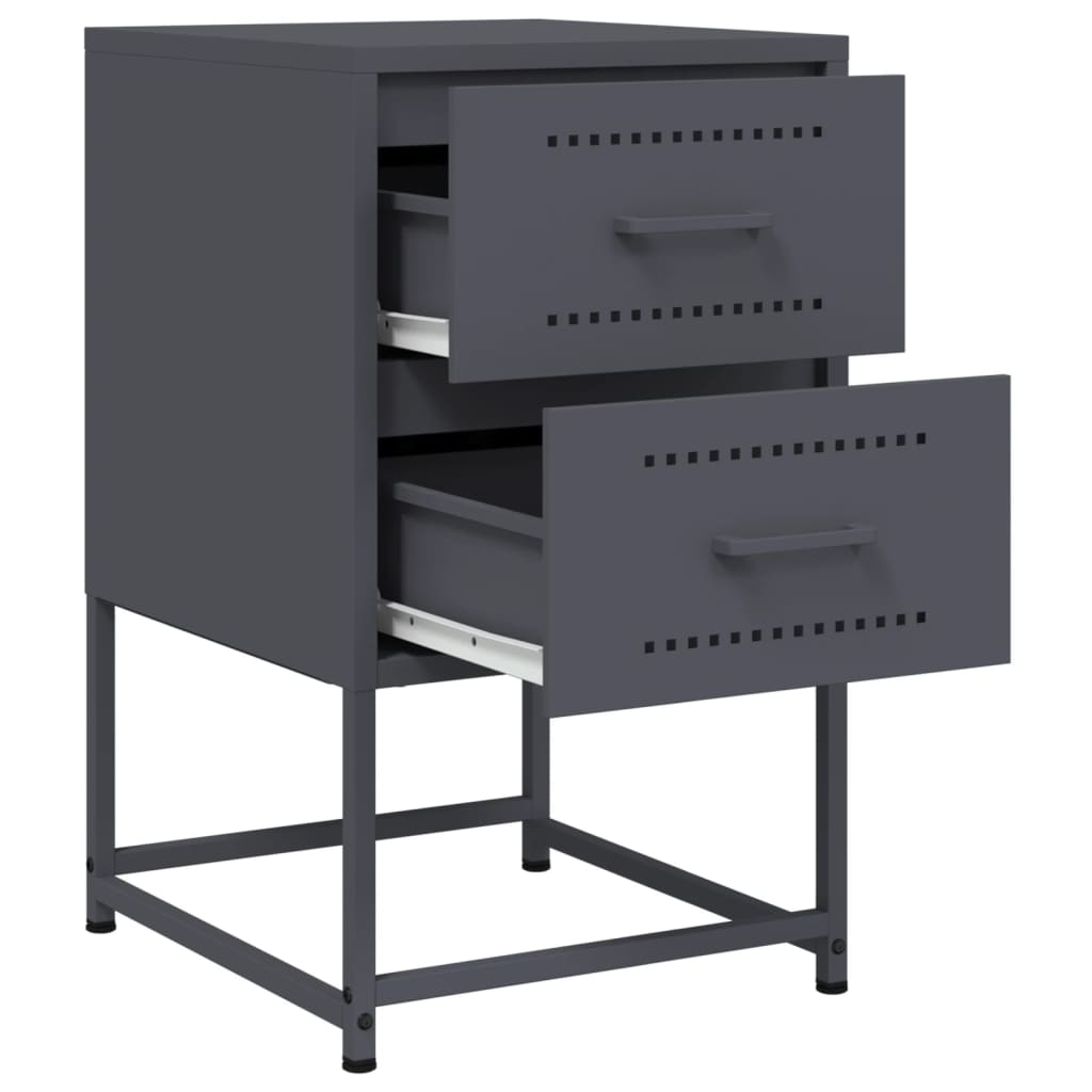 Anthracite Steel Bedside Cabinets 2 Pcs - 36x39x60.5 cm
