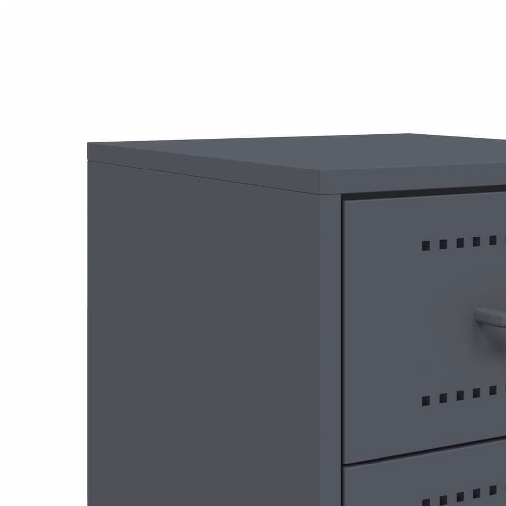 Anthracite Steel Bedside Cabinets 2 Pcs - 36x39x60.5 cm
