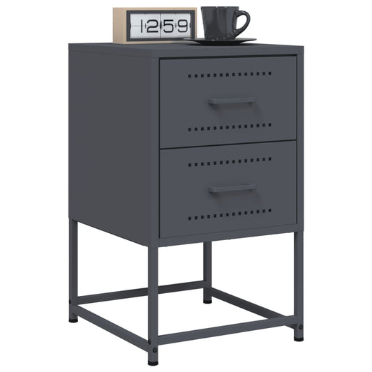 Anthracite Steel Bedside Cabinets 2 Pcs - 36x39x60.5 cm