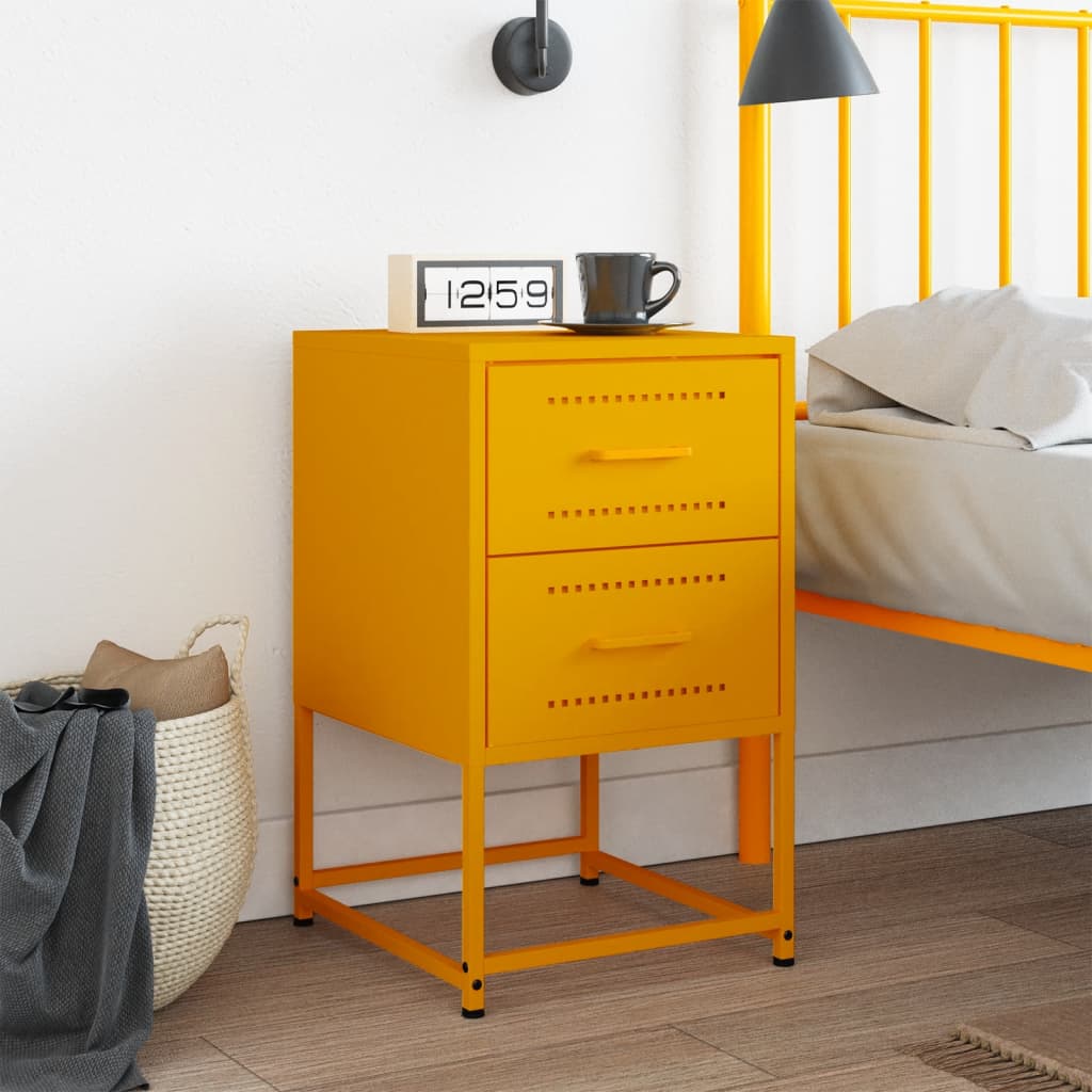 Mustard Yellow Steel Bedside Cabinet 36x39x60.5 cm