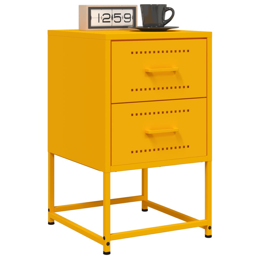Mustard Yellow Steel Bedside Cabinet 36x39x60.5 cm