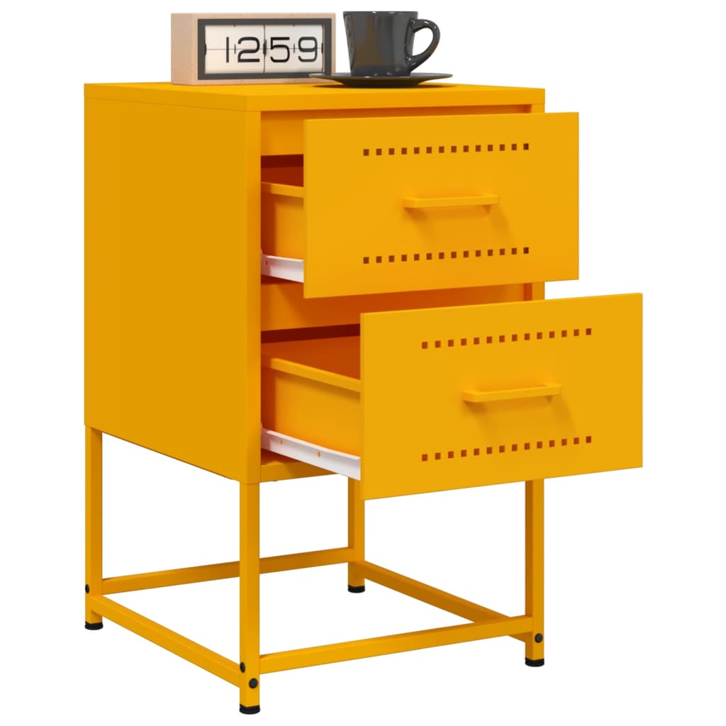 Mustard Yellow Steel Bedside Cabinet 36x39x60.5 cm