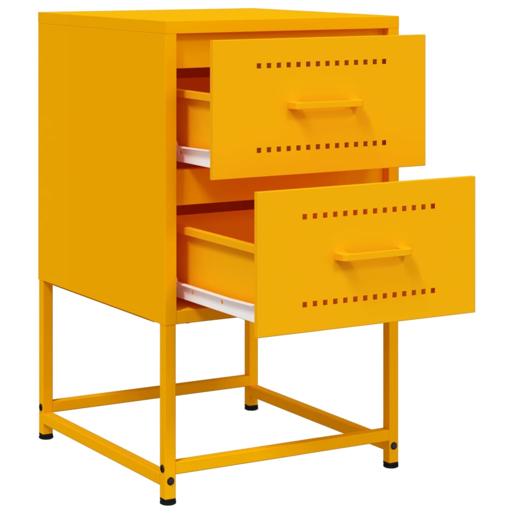 Mustard Yellow Steel Bedside Cabinet 36x39x60.5 cm