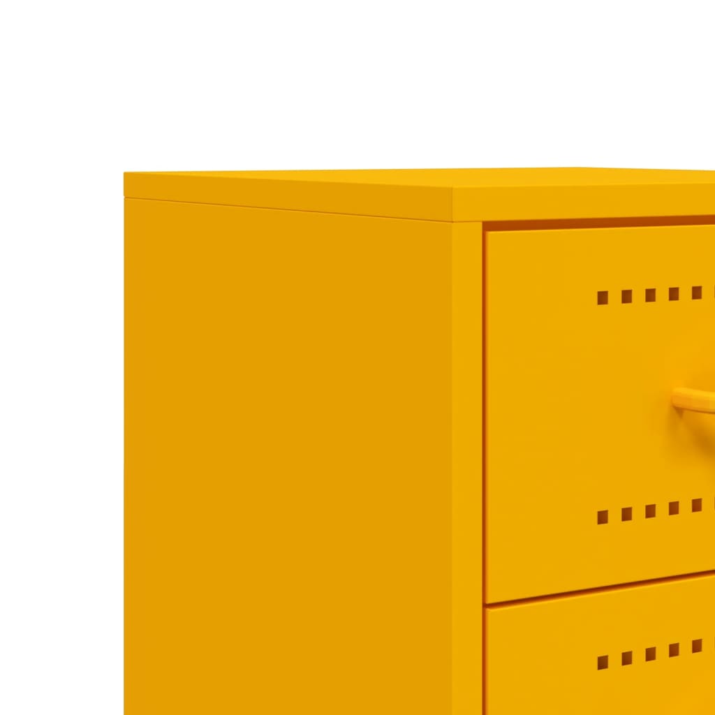 Mustard Yellow Steel Bedside Cabinet 36x39x60.5 cm