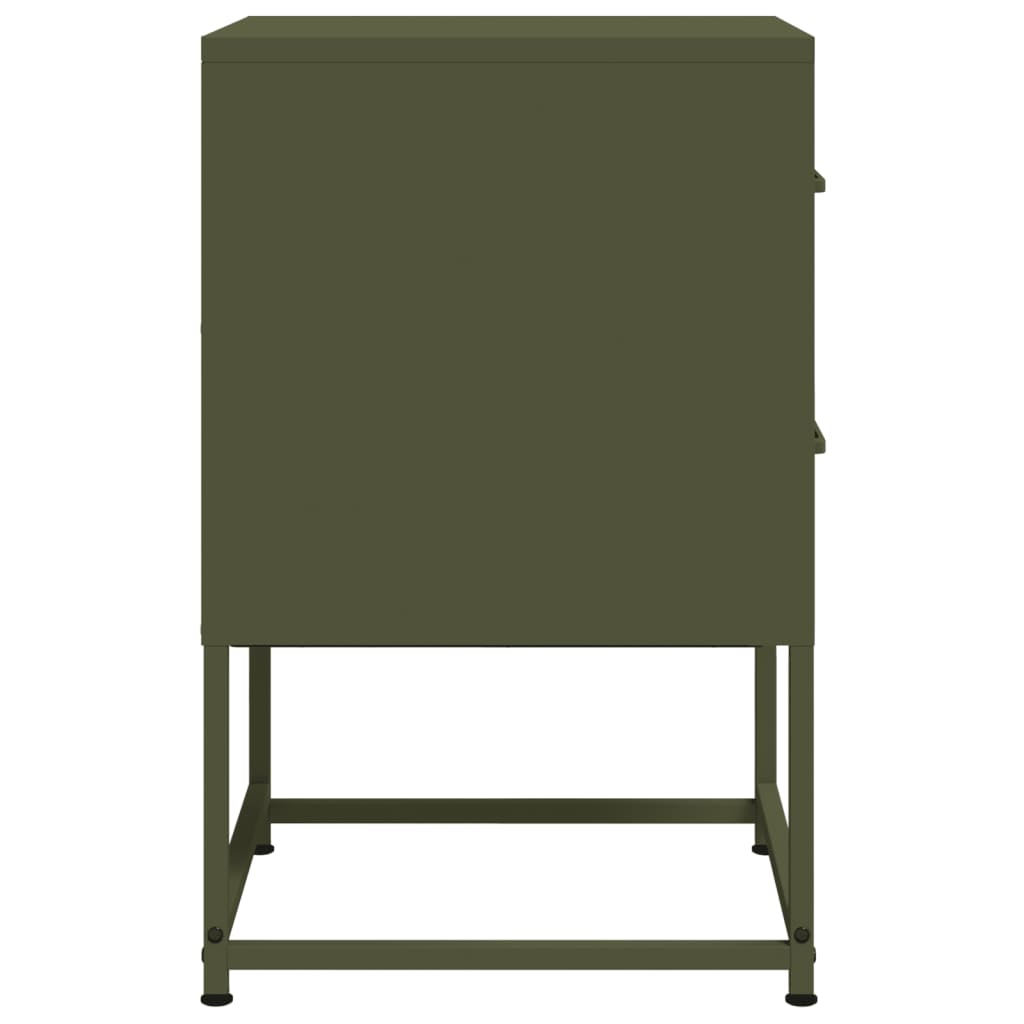Olive Green Steel Bedside Cabinet - 36x39x60.5 cm
