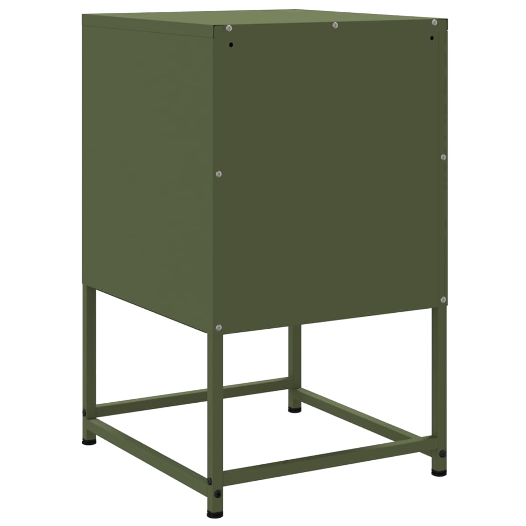 Olive Green Steel Bedside Cabinet - 36x39x60.5 cm