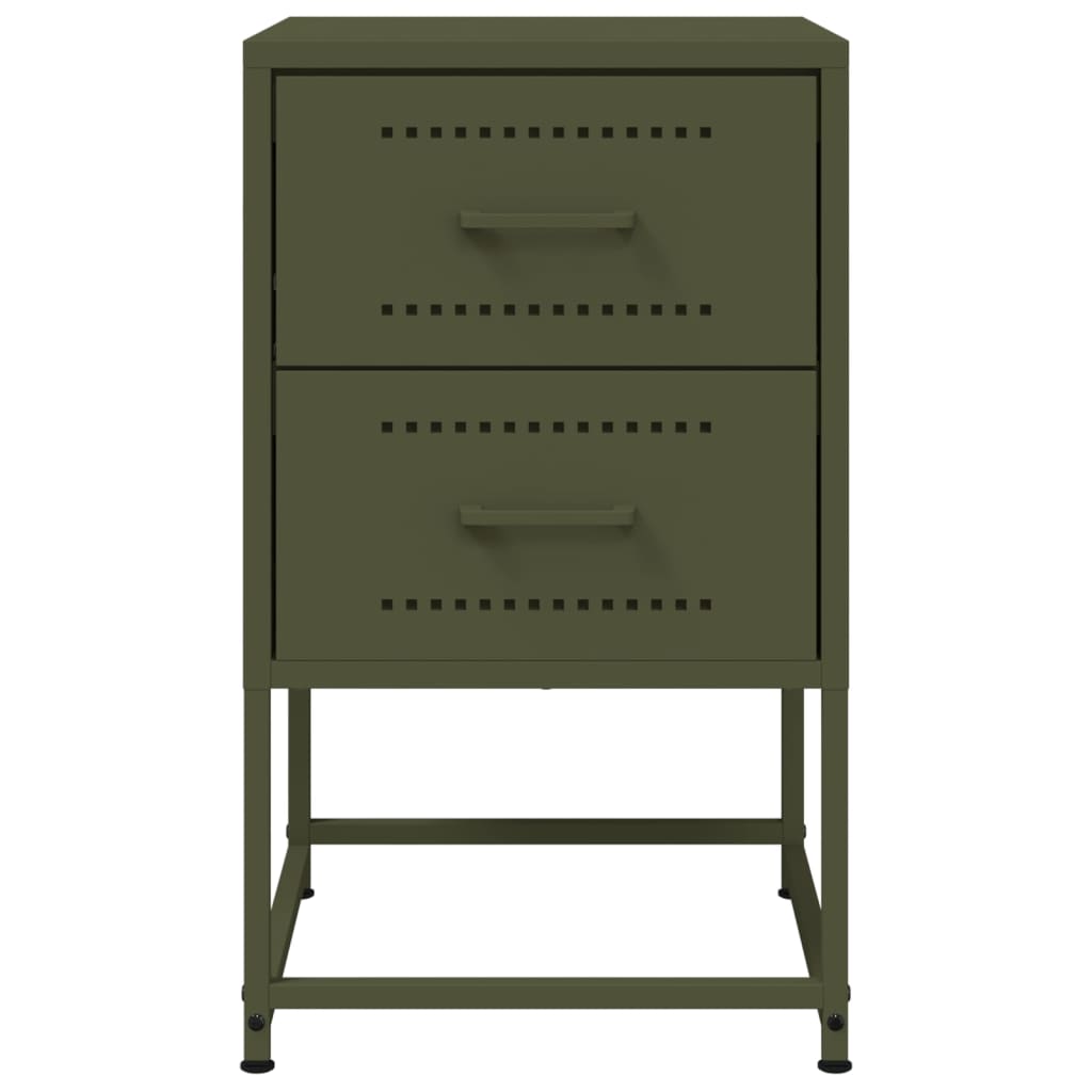 Olive Green Steel Bedside Cabinets Set of 2 - 36x39x60.5 cm