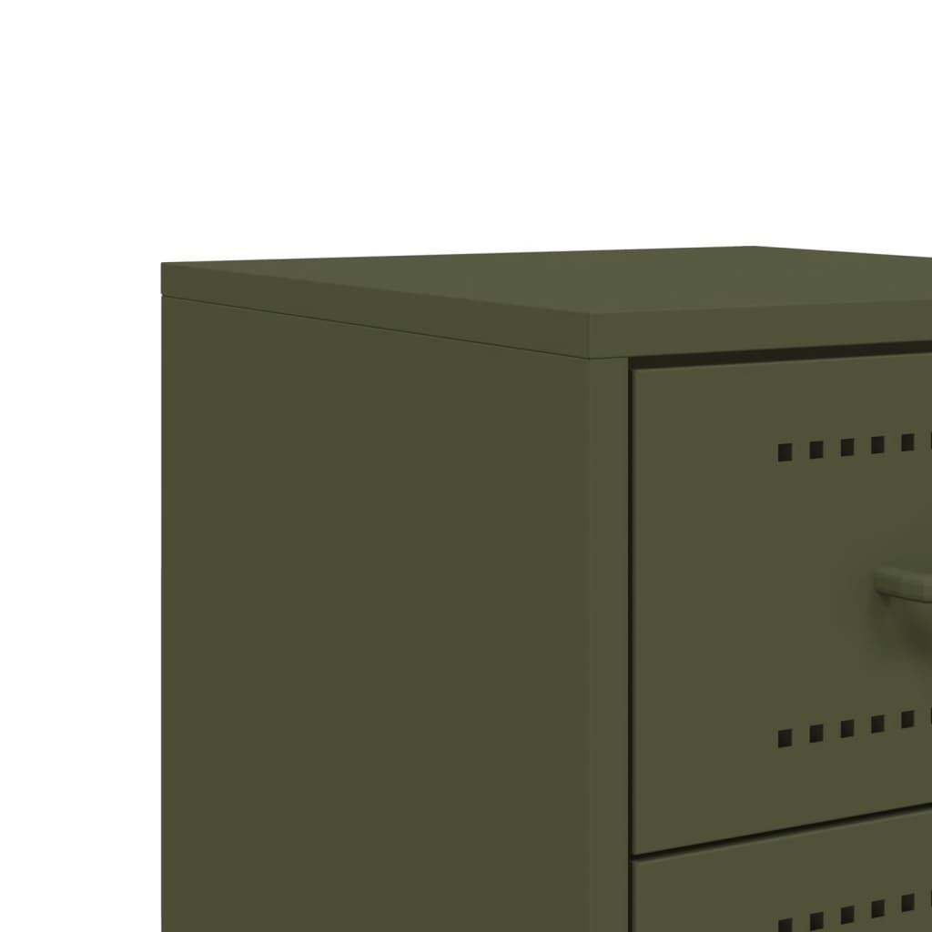 Olive Green Steel Bedside Cabinets Set of 2 - 36x39x60.5 cm