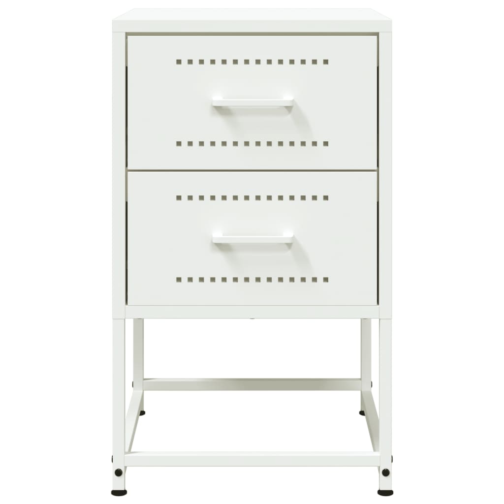 Sleek White Steel Bedside Cabinet 36x39x60.5 cm