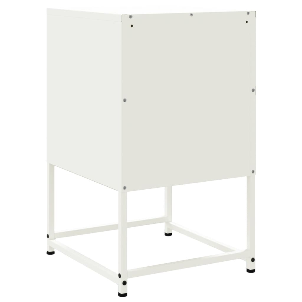 Sleek White Steel Bedside Cabinet 36x39x60.5 cm