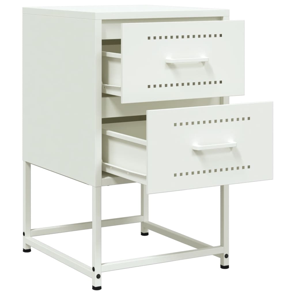 Sleek White Steel Bedside Cabinet 36x39x60.5 cm
