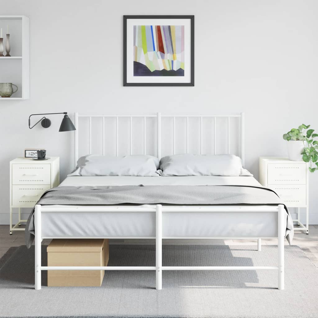 Set of 2 White Steel Bedside Cabinets - 36x39x60.5 cm