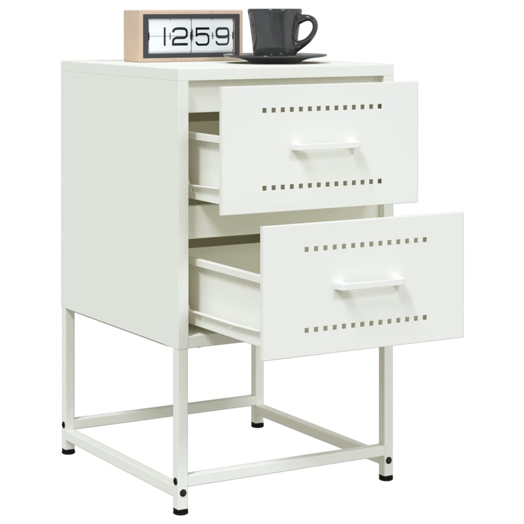 Set of 2 White Steel Bedside Cabinets - 36x39x60.5 cm