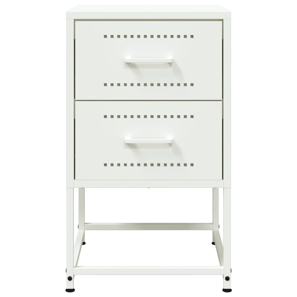 Set of 2 White Steel Bedside Cabinets - 36x39x60.5 cm