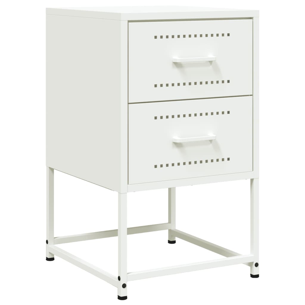 Set of 2 White Steel Bedside Cabinets - 36x39x60.5 cm