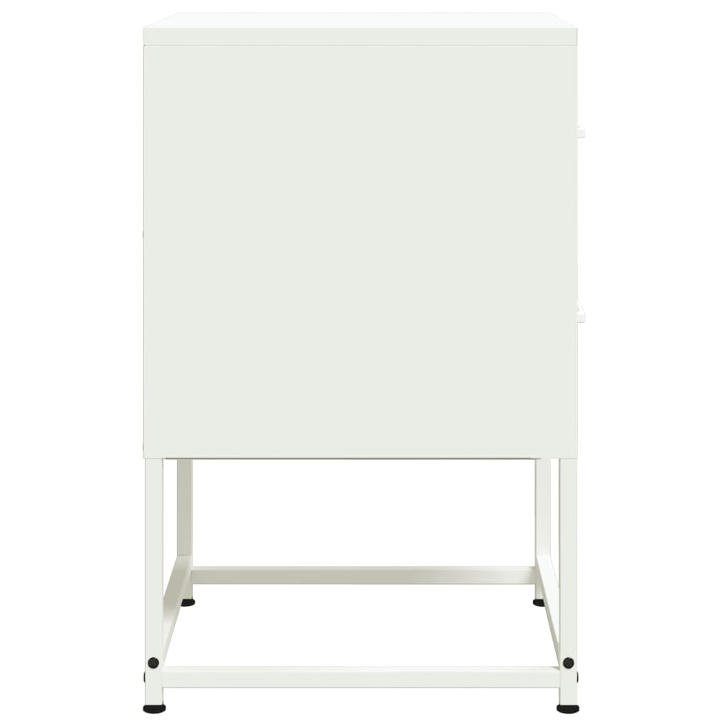 Set of 2 White Steel Bedside Cabinets - 36x39x60.5 cm
