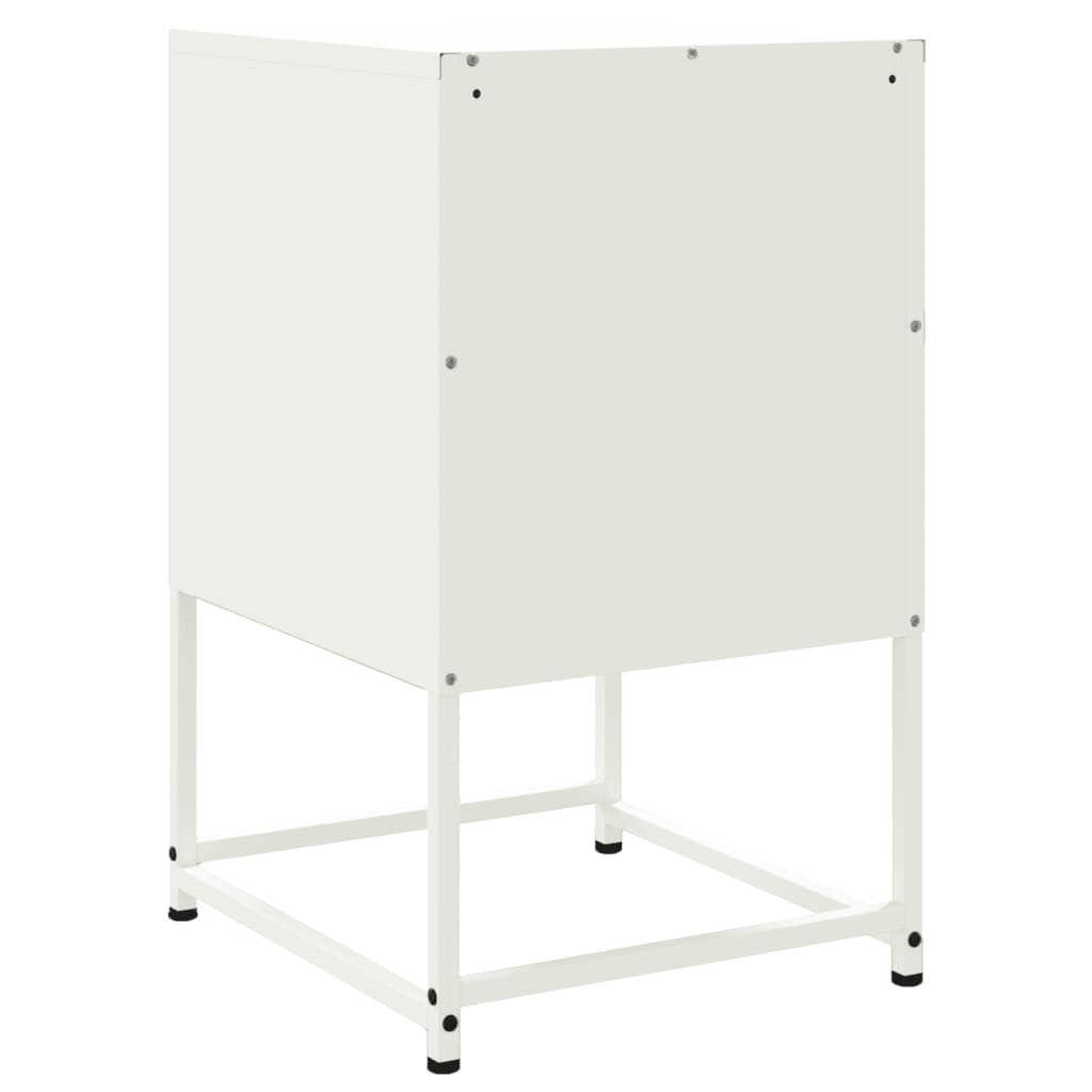 Set of 2 White Steel Bedside Cabinets - 36x39x60.5 cm