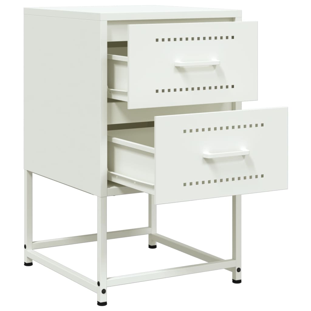 Set of 2 White Steel Bedside Cabinets - 36x39x60.5 cm