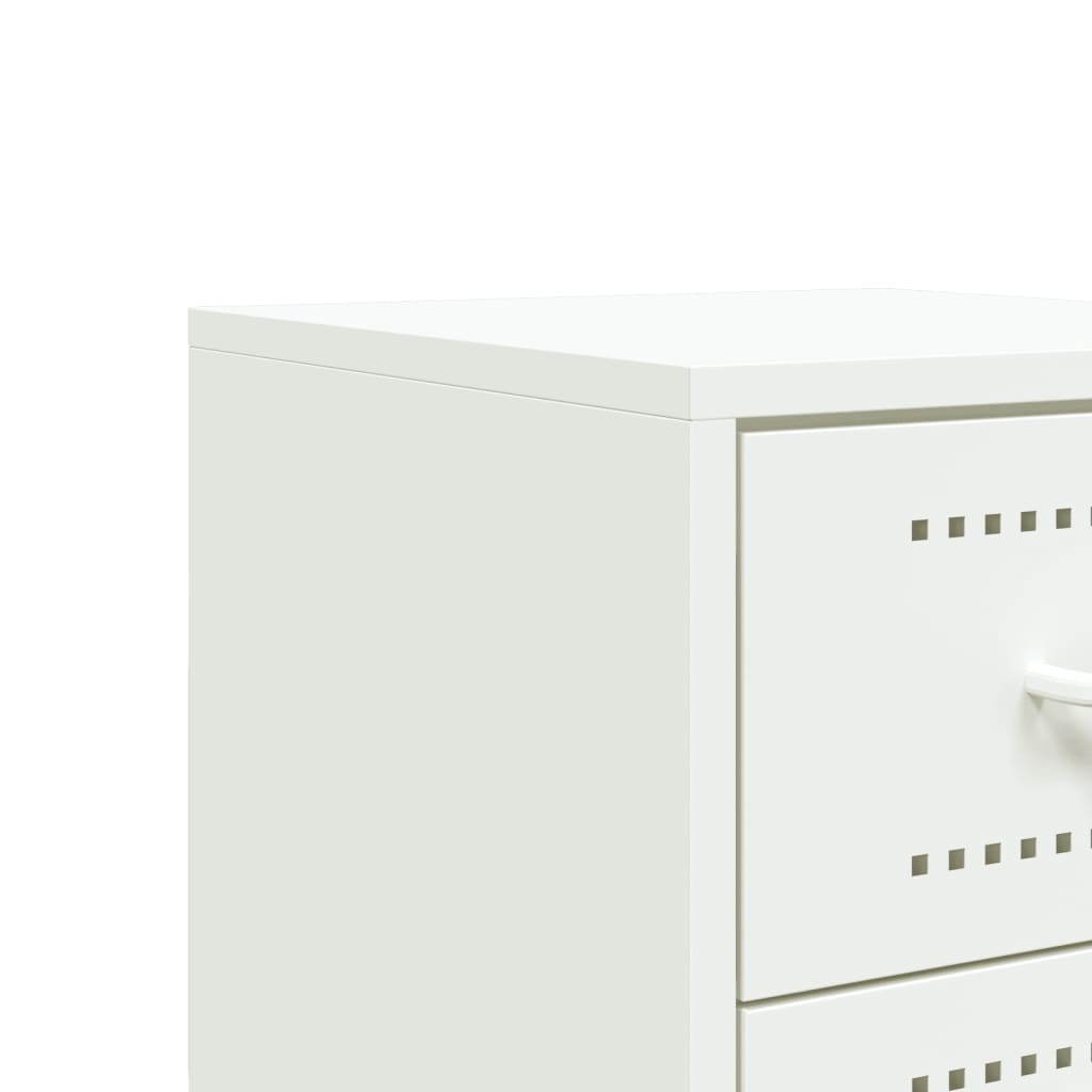 Set of 2 White Steel Bedside Cabinets - 36x39x60.5 cm