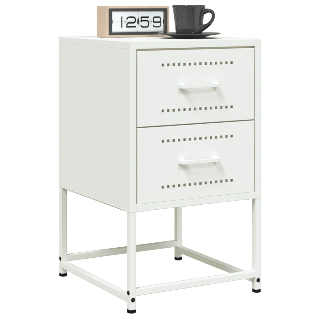 Set of 2 White Steel Bedside Cabinets - 36x39x60.5 cm