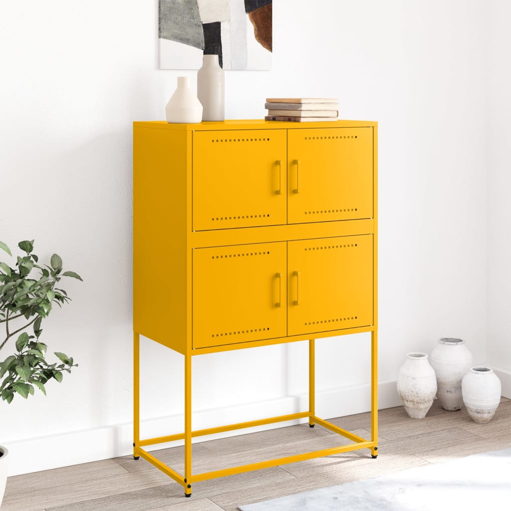 Mustard Yellow Steel Sideboard, 68.5x38.5x107 cm - Stylish Storage