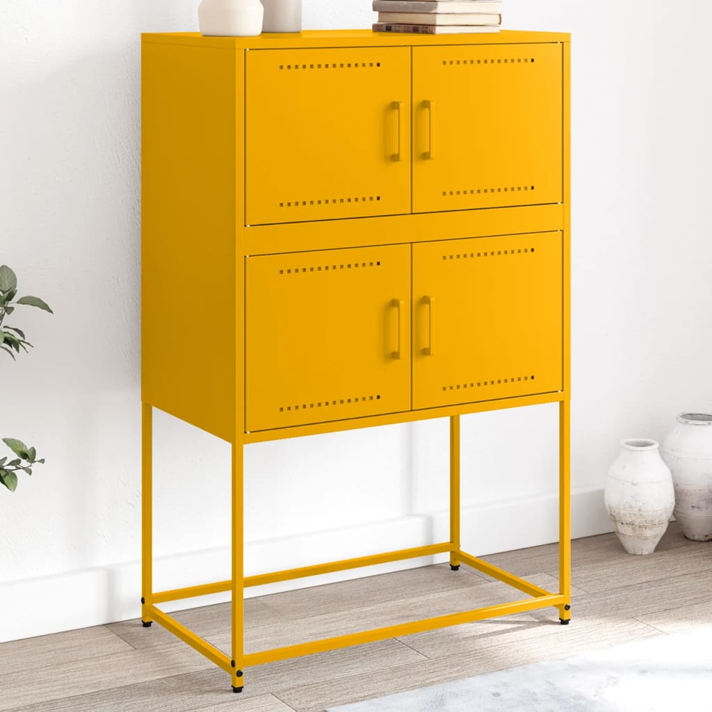 Mustard Yellow Steel Sideboard, 68.5x38.5x107 cm - Stylish Storage