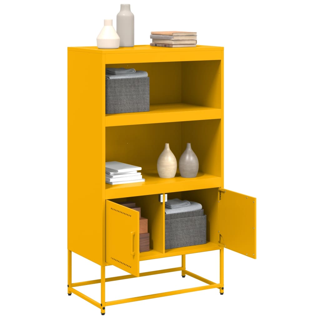 Mustard Yellow Steel Highboard 68.5x38.5x123.5 cm