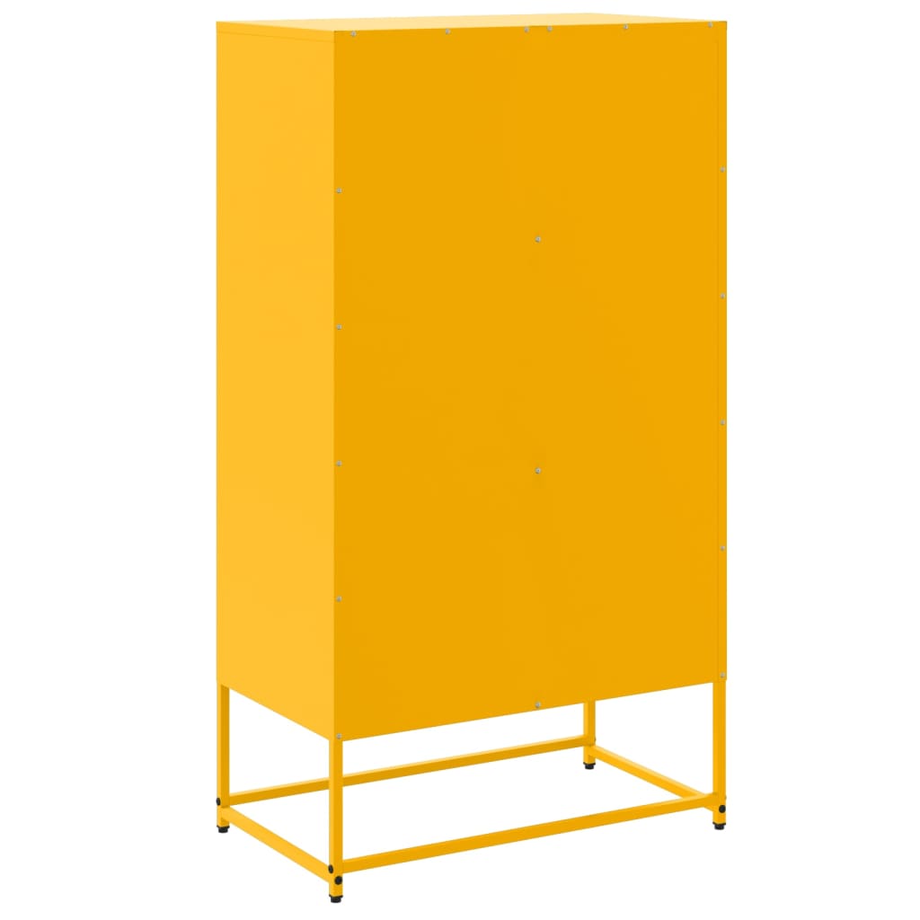 Mustard Yellow Steel Highboard 68.5x38.5x123.5 cm