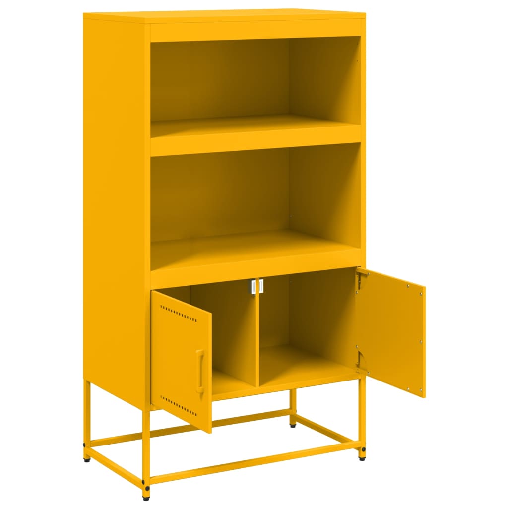Mustard Yellow Steel Highboard 68.5x38.5x123.5 cm