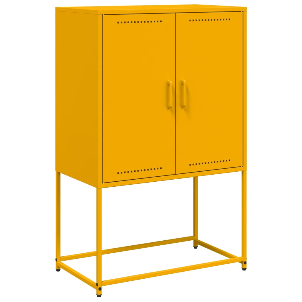 Mustard Yellow Steel Highboard 68.5x38.5x107 cm - Stylish Storage