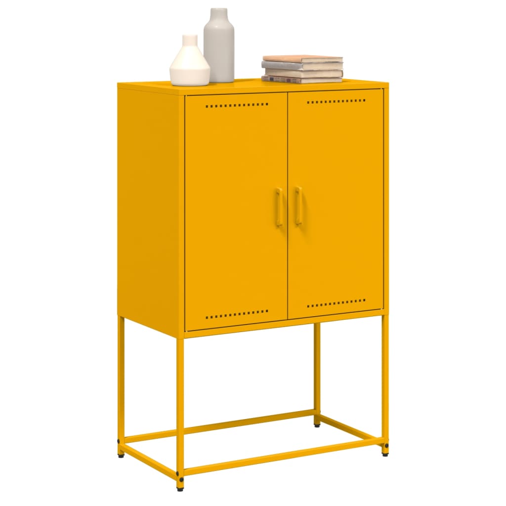 Mustard Yellow Steel Highboard 68.5x38.5x107 cm - Stylish Storage