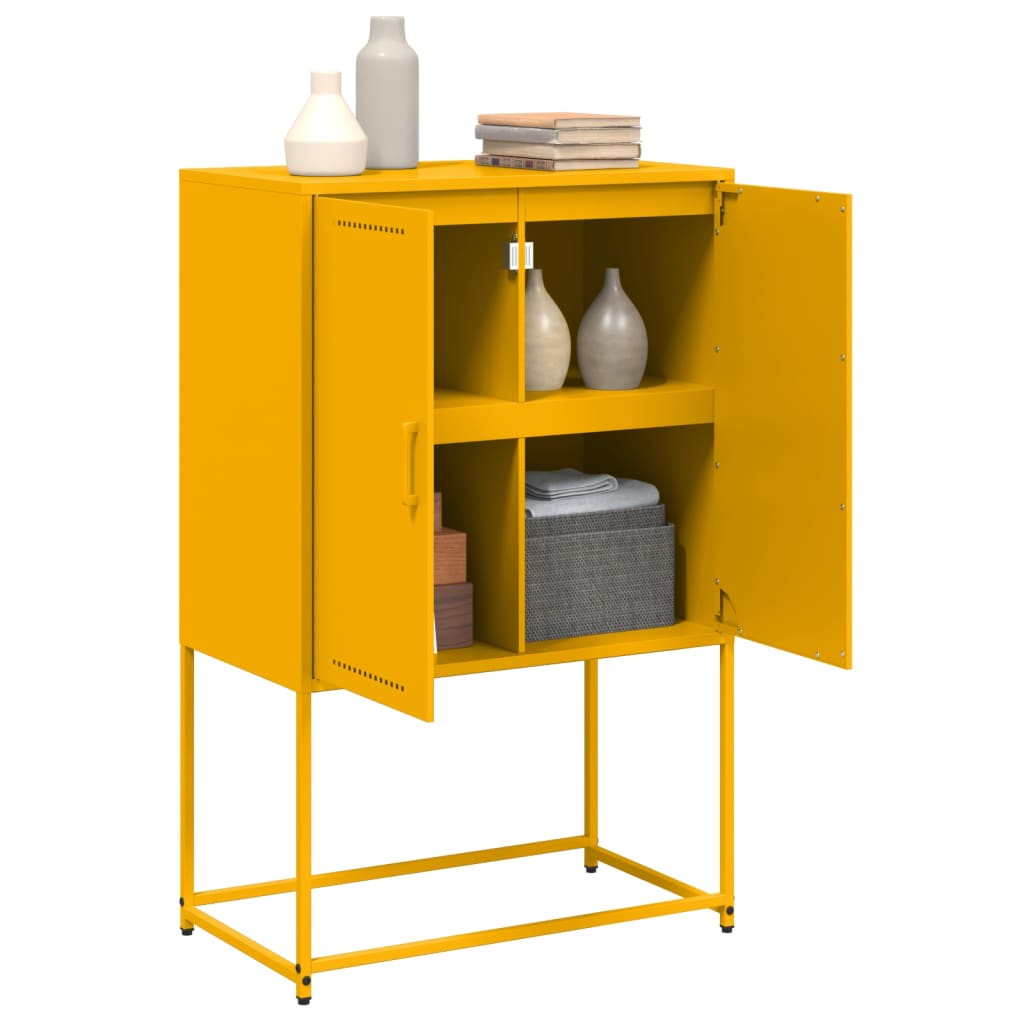 Mustard Yellow Steel Highboard 68.5x38.5x107 cm - Stylish Storage