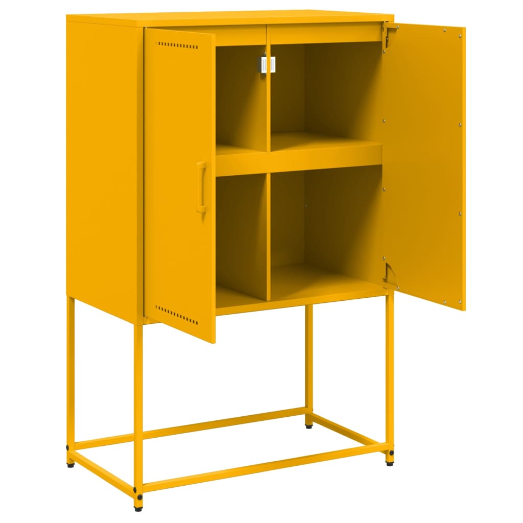 Mustard Yellow Steel Highboard 68.5x38.5x107 cm - Stylish Storage